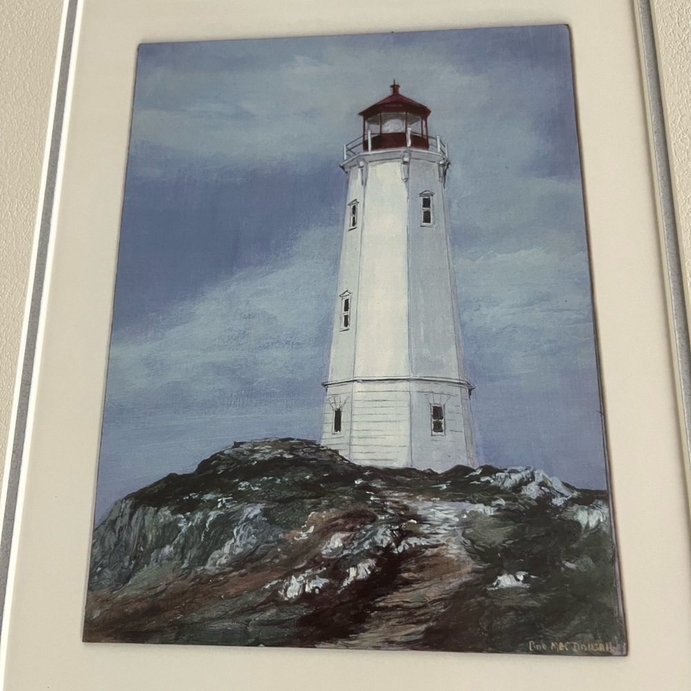 Lighthouse Art Print in Blue and White